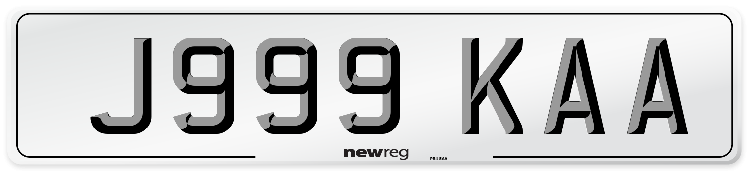 J999 KAA Number Plate from New Reg